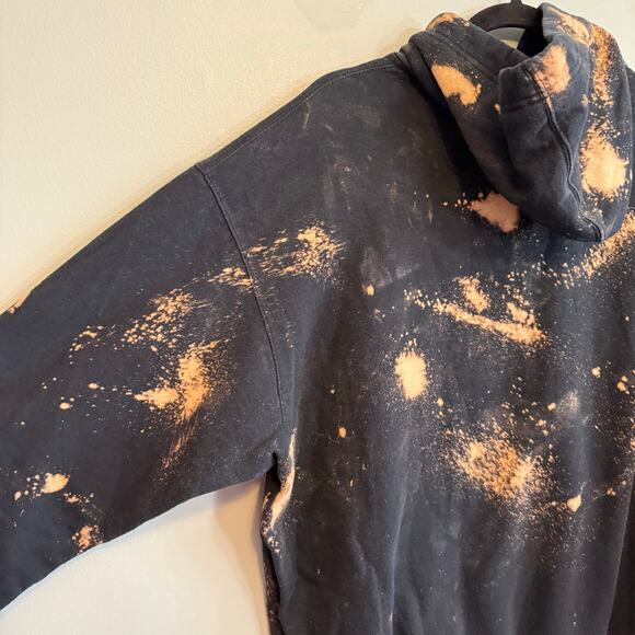 Champion Eco Authentic Hoodie Men XL Black Bleach Tie Dye Gym Workout Sweatshirt - Picture 5 of 7